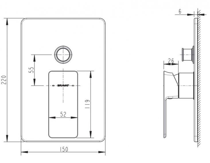 Накладка для смесителя скрытого монтажа Bravat Phillis (2 функции) PB856101CP-2