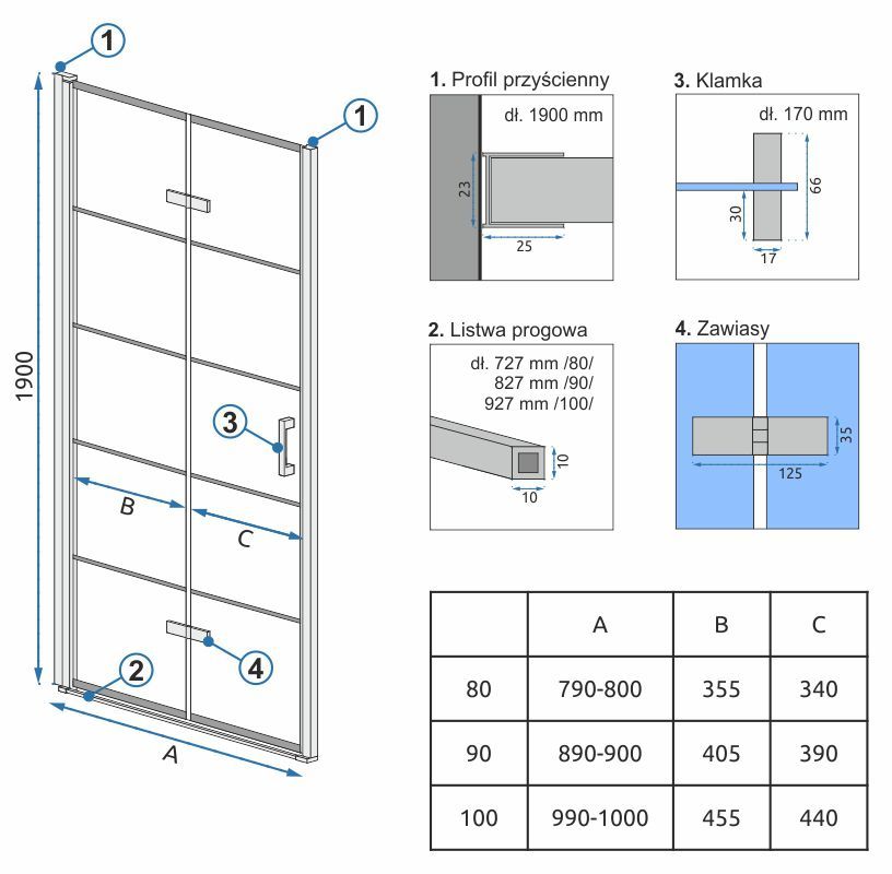 Душевая дверь Rea Molier Black