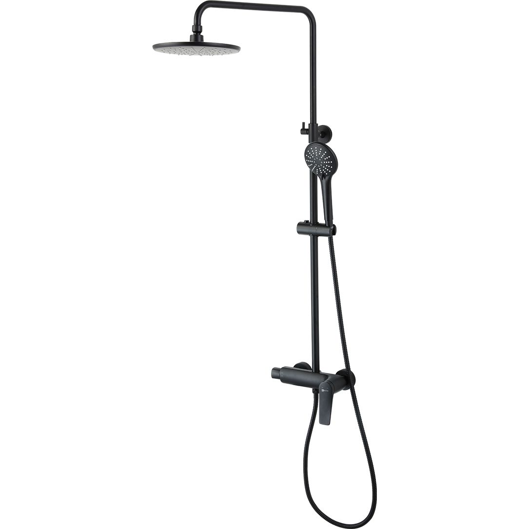 Смеситель для душа с верхней душевой лейкой 3 функции Lemark Bronx, LM3760BL