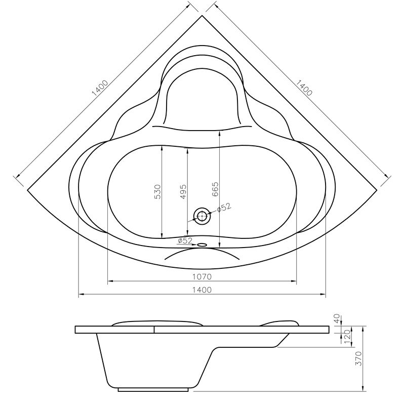 Акриловая ванна Lavinia Boho Elegant 140x140