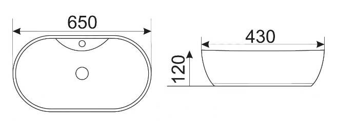 Раковина для ванной Ceramalux 65x43, 9438