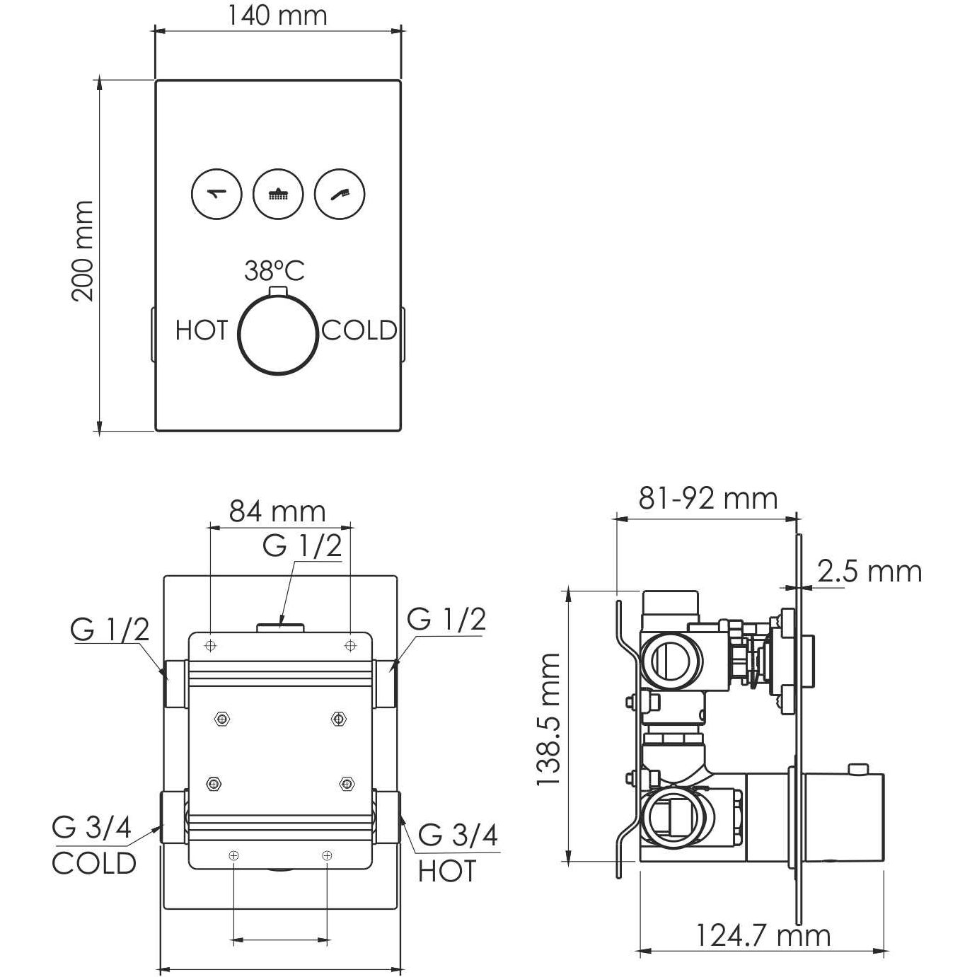 Термостатический смеситель для ванны и душа WasserKRAFT Neime Thermo, 1944