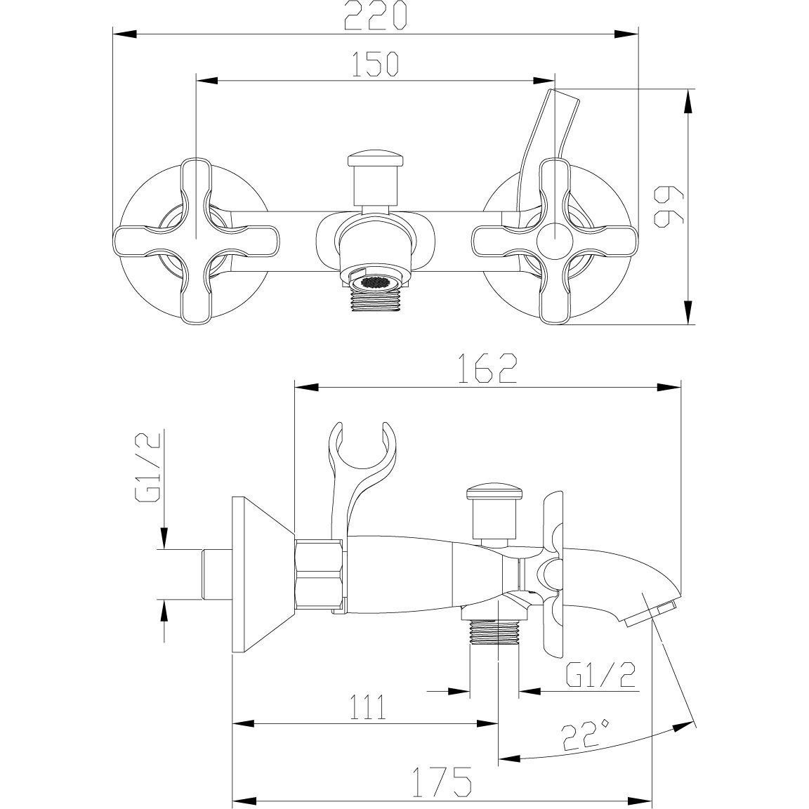 Смеситель для ванны с коротким изливом Lemark Duetto, LM5712C
