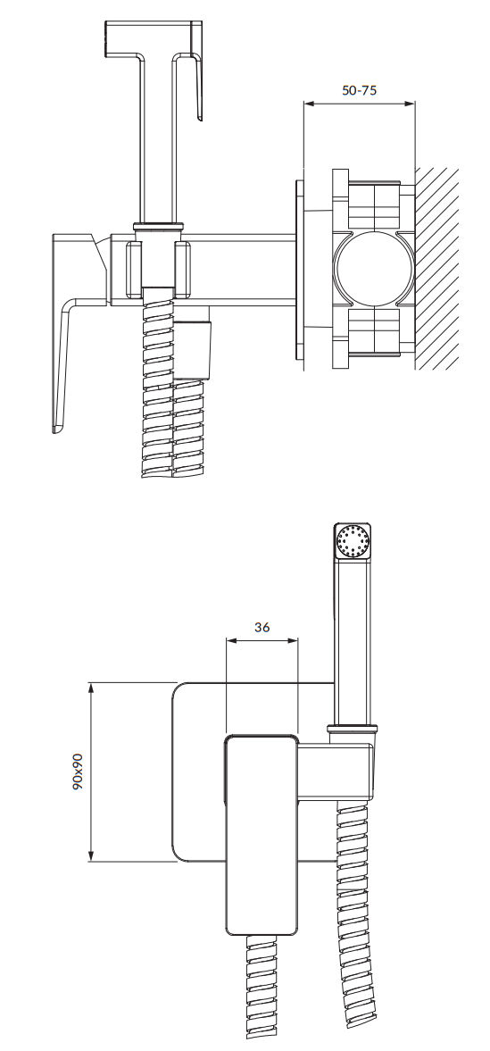 Система для биде скрытого монтажа Omnires Parma, SYSPMBI2BL