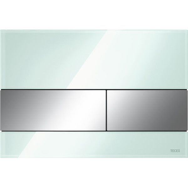 Кнопка смыва унитаза TECEsquare, стекло зеленое, клавиши хром глянцевый, 9240805