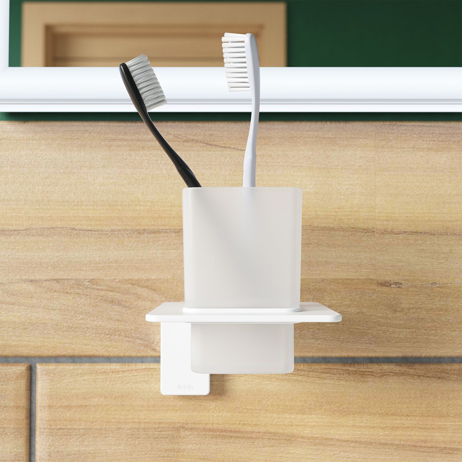 Подстаканник одинарный, матовое стекло, сплав металлов белый матовый, Iddis Slide, SLIWTG1i45