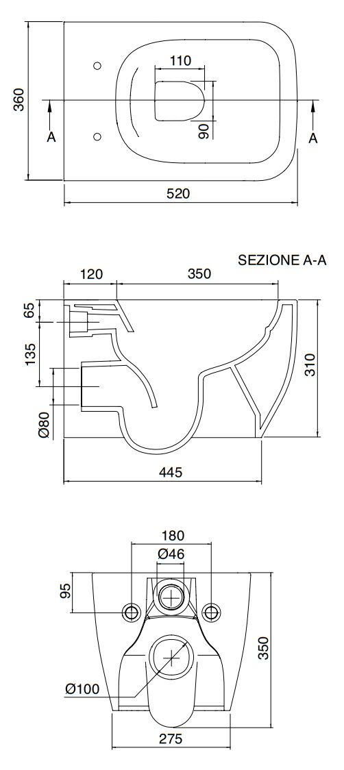 Унитаз подвесной безободковый черный матовый Scarabeo Teorema 2.0, 5126CL49