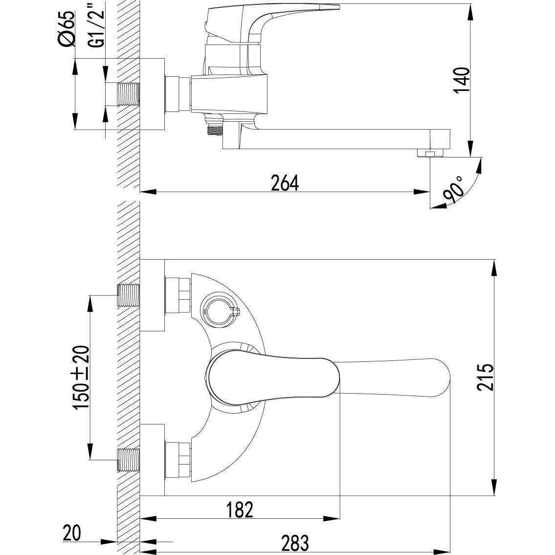 Смеситель для ванны с поворотным плоским изливом 175 мм Lemark Shift, LM4314C