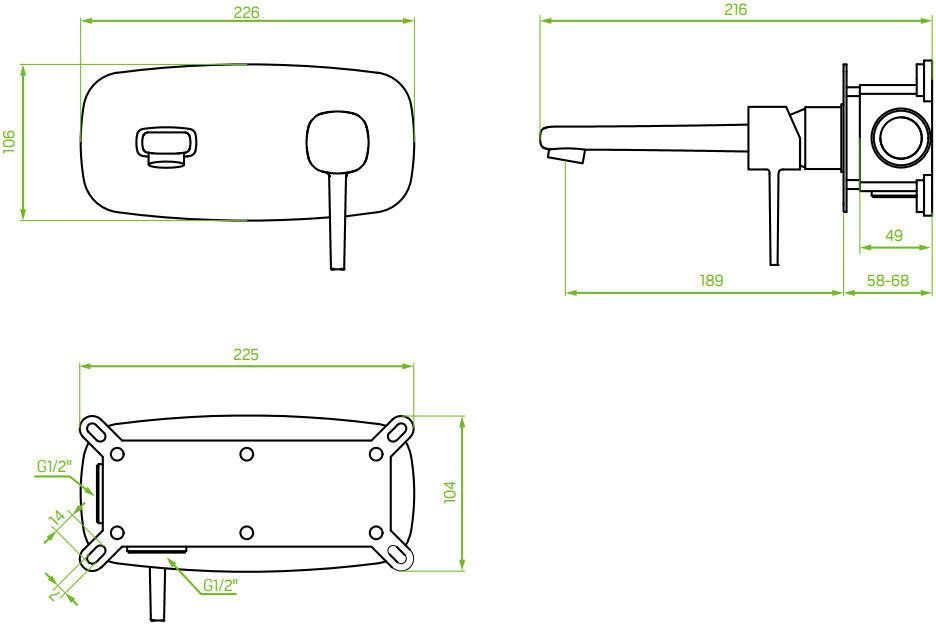 Смеситель для раковины Laveo Pola скрытого монтажа черный, BAP_722P