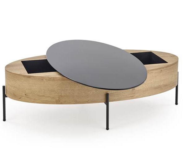 Стол журнальный Halmar Zenga черный/дуб золотой, V-CH-ZENGA-LAW