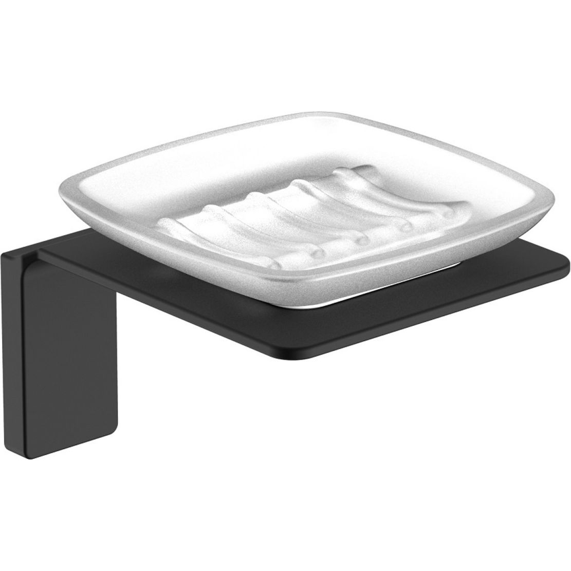 Мыльница, матовое стекло, сплав металлов, черный, Iddis Slide, SLIBSG0i42