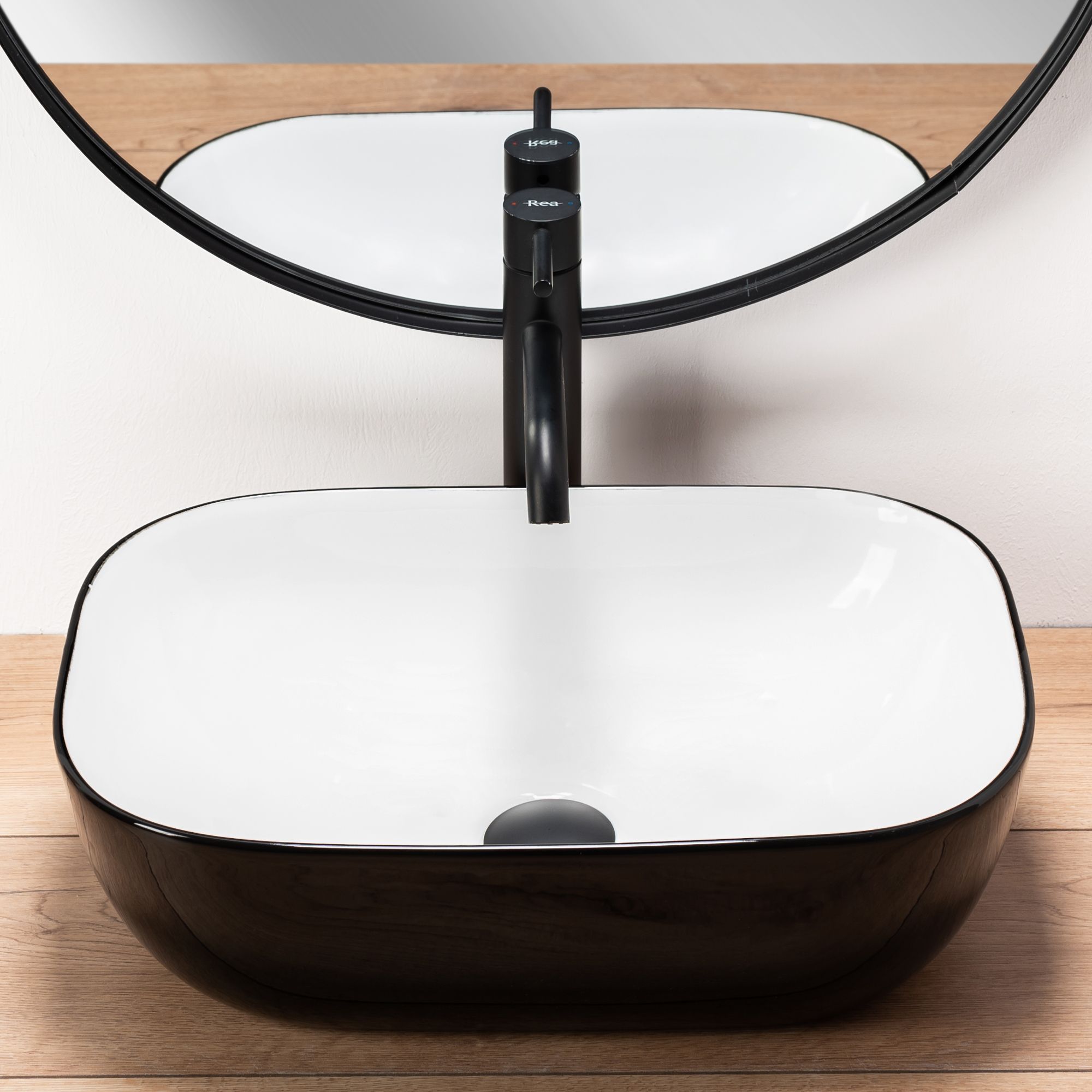 Умывальник Rea Belinda White/Black 46.5x33, REA-U6332