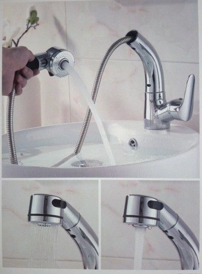 Смеситель для умывальника с выдвижной лейкой Ledeme L1055-21