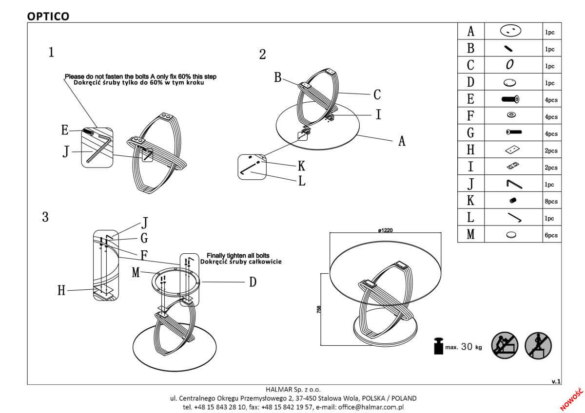 Стол обеденный Halmar Optico прозрачный/черный, V-CH-OPTICO-ST