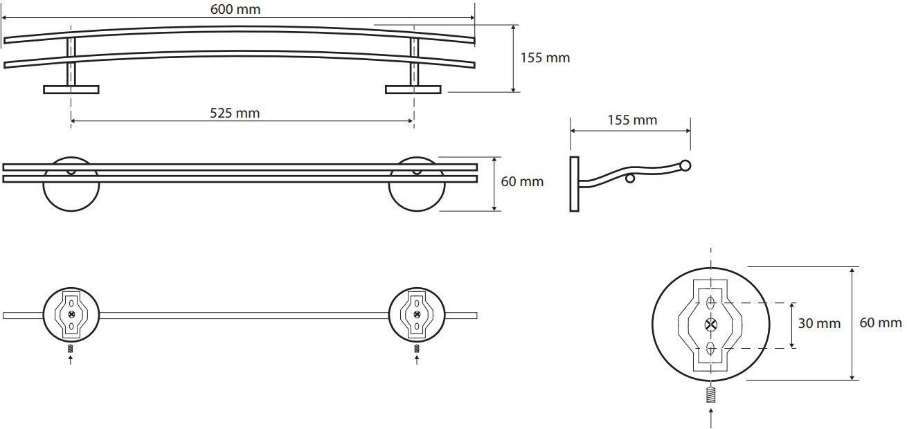 Двойной полотенцедержатель Bemeta Alfa, 102410052