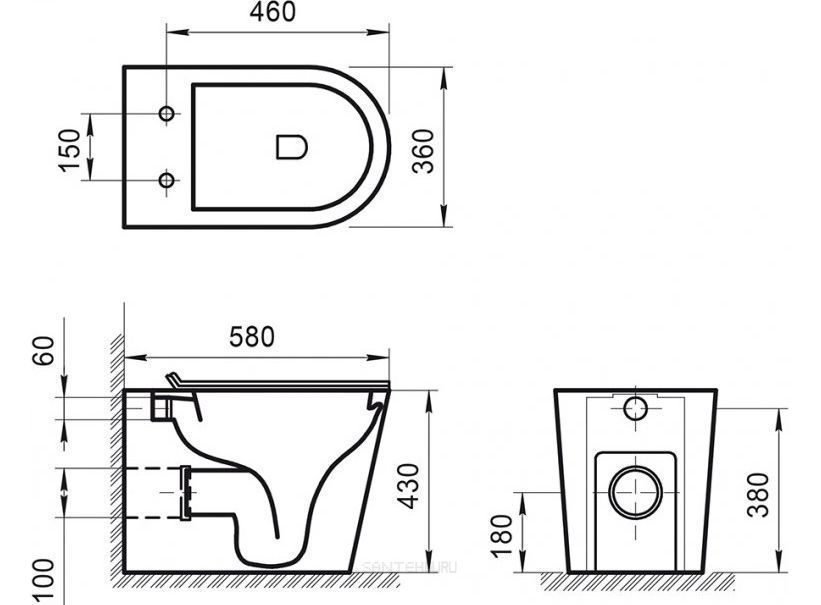 Унитаз приставной безободковый Belbagno Flay-R, BB1003CBR