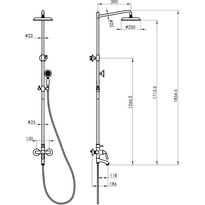 Душевая система Vivi Felice 0560 Bronzo