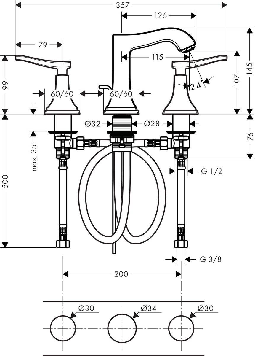 Смеситель для умывальника Hansgrohe Metropol Classic, 31330000