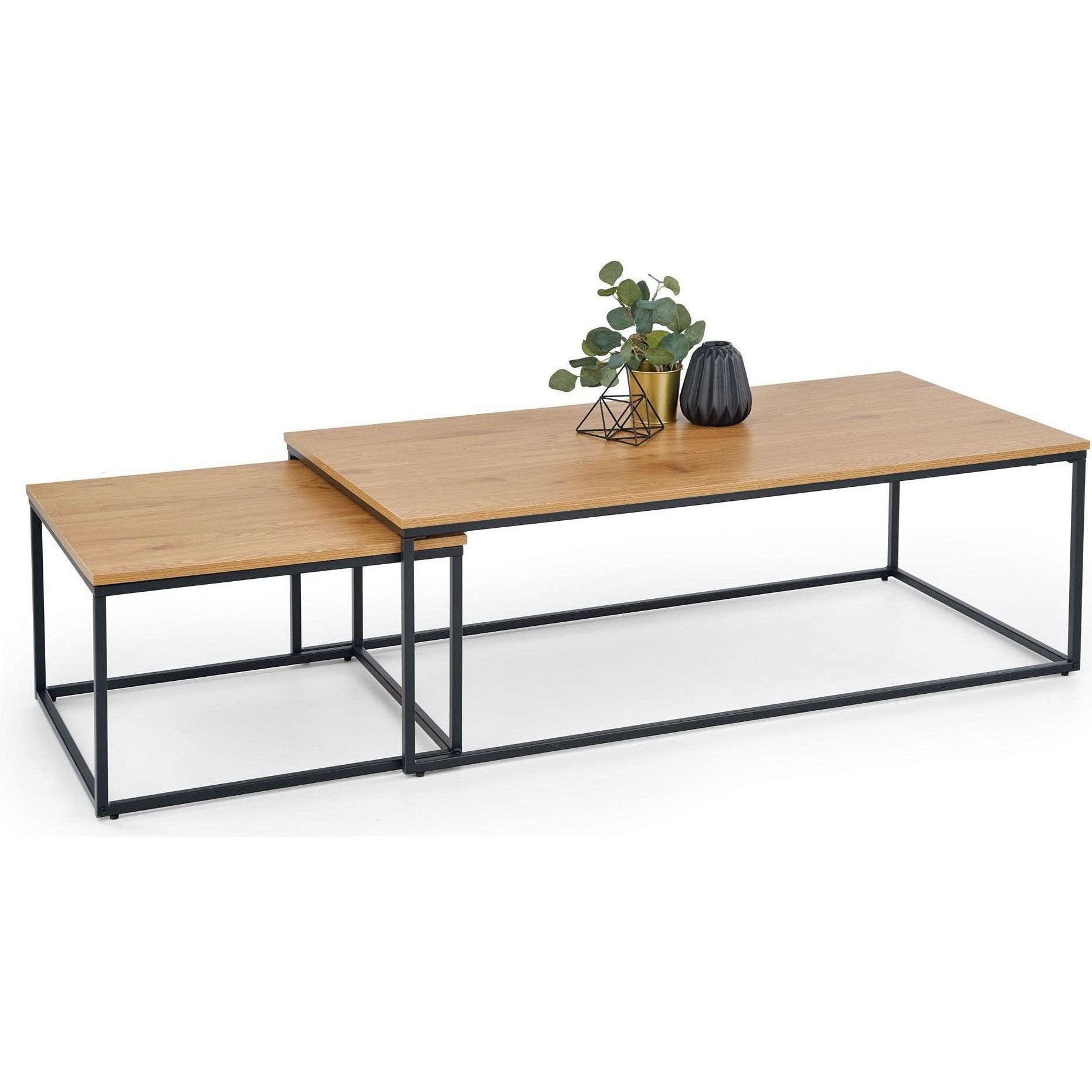 Комплект Halmar Alaska (2 стола журнальных) дуб золотой/черный, V-CH-ALASKA-LAW