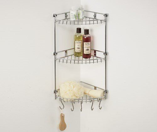 Полка металлическая угловая, трехъярусная WasserKRAFT, K-1233