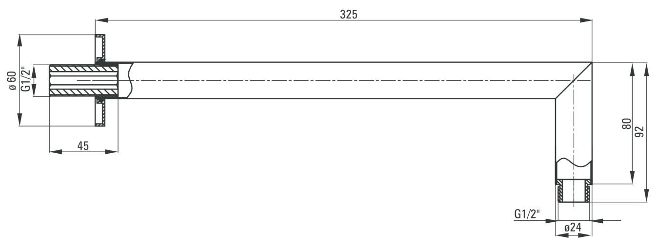 Штанга-излив круглая для верхнего душа Deante Cascada Nero, NAC_N47K
