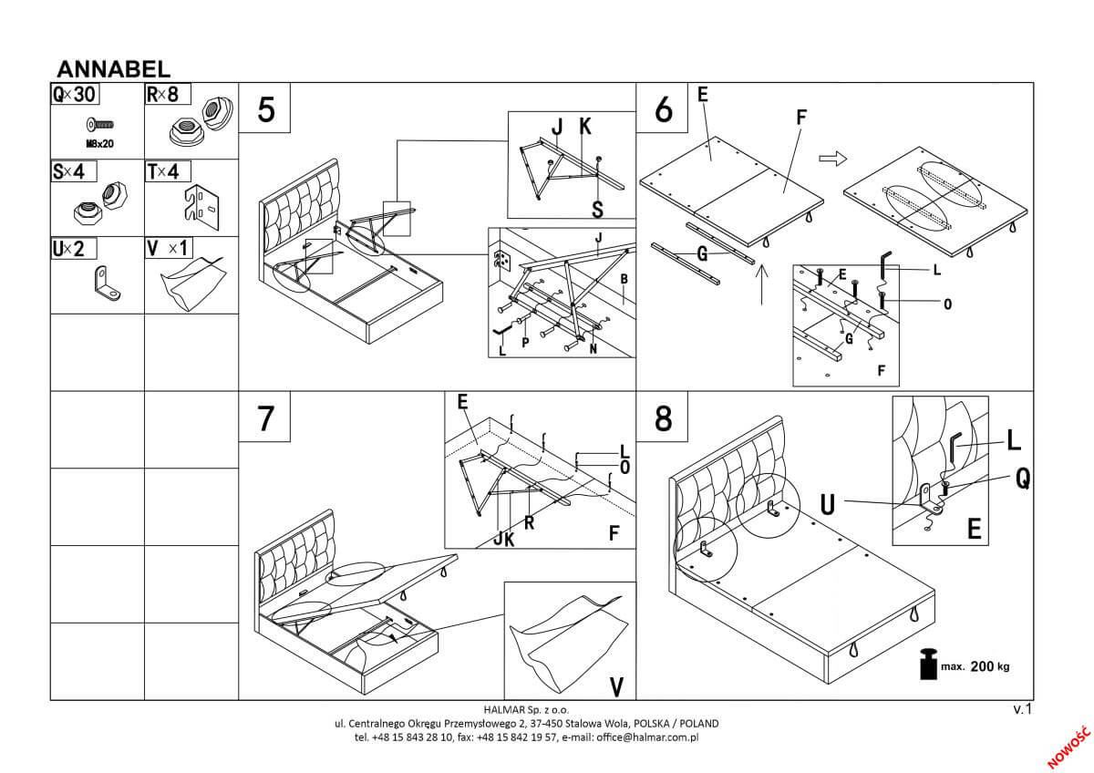 Кровать Halmar Annabel серый 160/200, V-CH-ANNABEL-LOZ