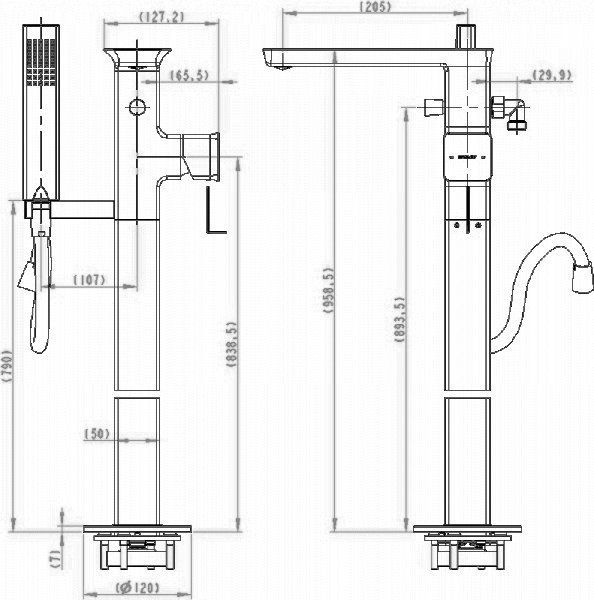 Смеситель для ванны отдельностоящий Bravat Arc F66061K-BЗ