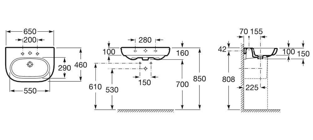 Умывальник Roca Meridian 65x46, A327241000