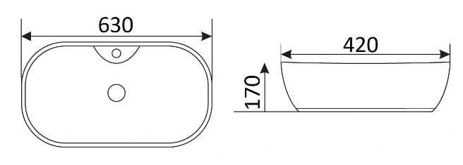 Раковина для ванной Ceramalux 59x41, 9163