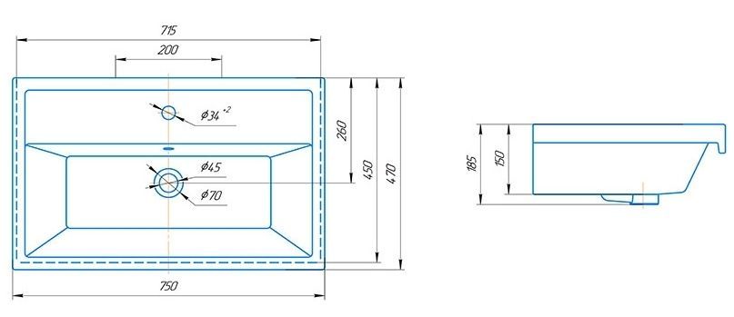 Умывальник Kirovit Гранд 75, 4640021062074