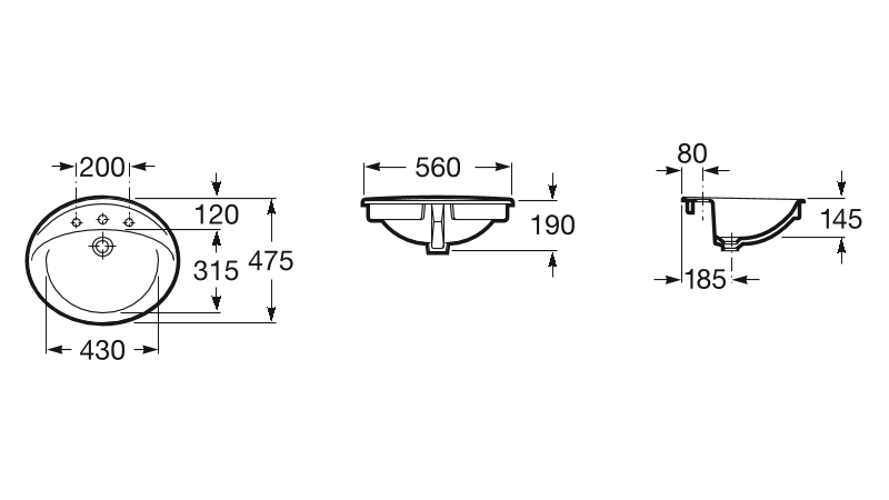 Умывальник встраиваемый Roca Aloa 56x47,5, A327865000