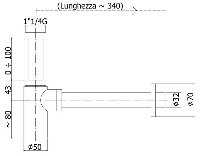 Сифон Paffoni Light нержавеющая сталь, ZACC240ST