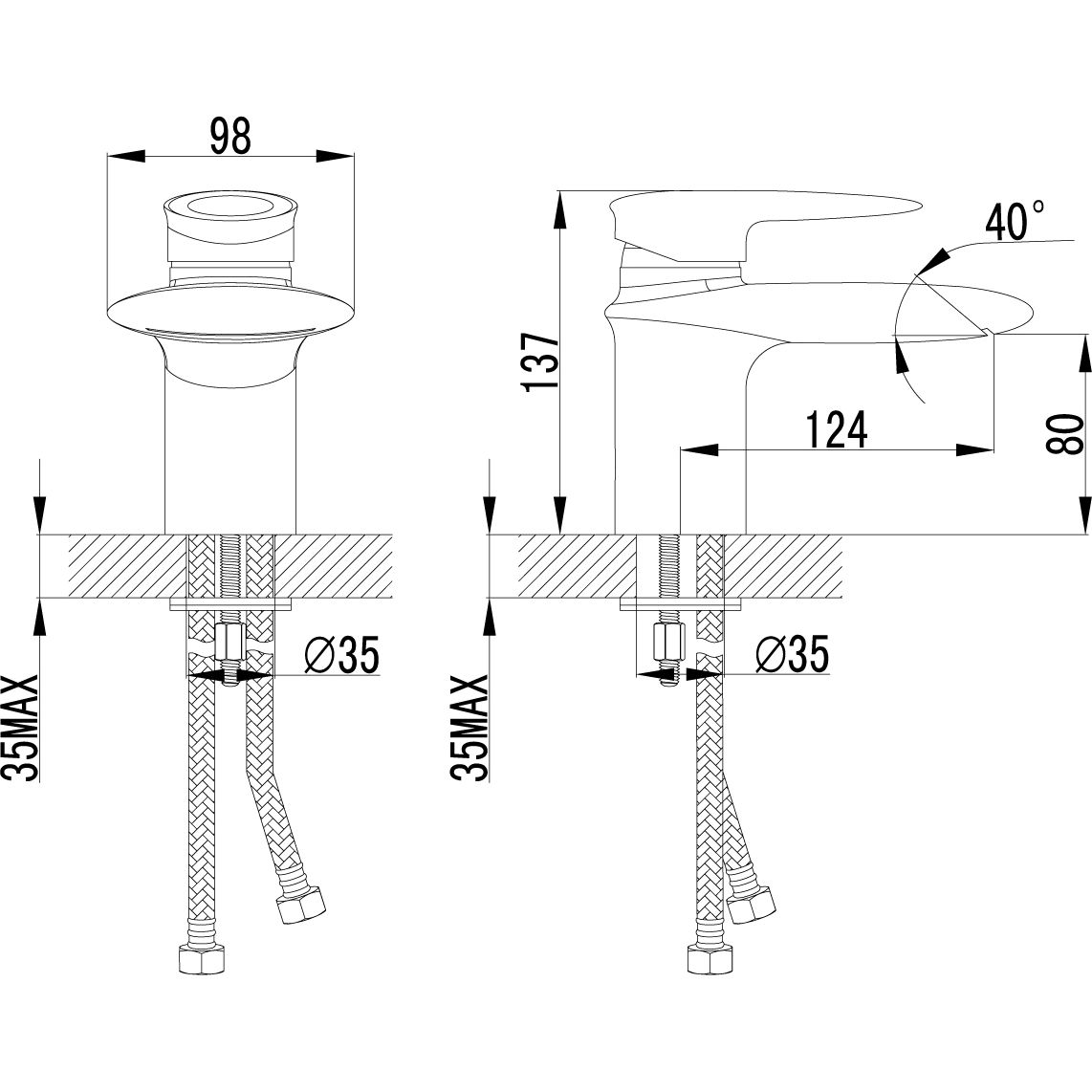 Смеситель для умывальника монолитный каскадный Lemark Status, LM4446C