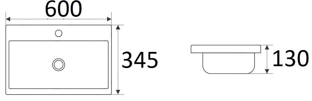 Раковина для ванной Ceramalux 60.5x35.5, 9595-60