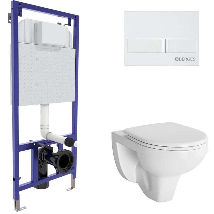 Комплект Berges Novum, кнопка L1 белая, унитаз Gamma, сиденье Gamma, 042425