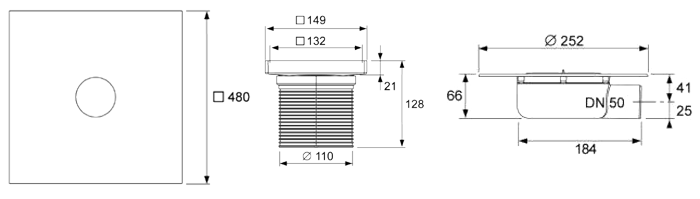 Комплект точечного трапа под плитку TECEdrainpoint S DN 50, 3600000