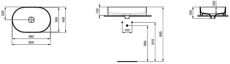 Умывальник Ideal Standard Strada II Oval Vessel 60x40, T298101
