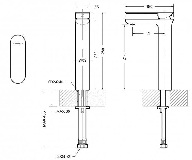Смеситель для умывальника высокий Bravat Gina F165104C-A