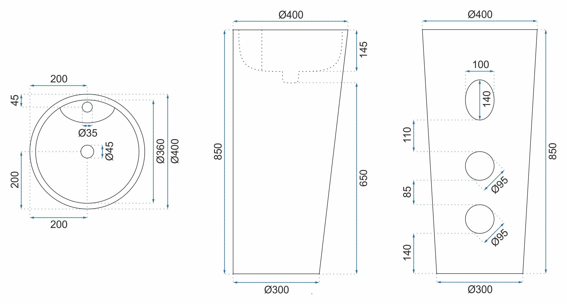 Умывальник Rea Blanka Black 41x41, REA-U6635