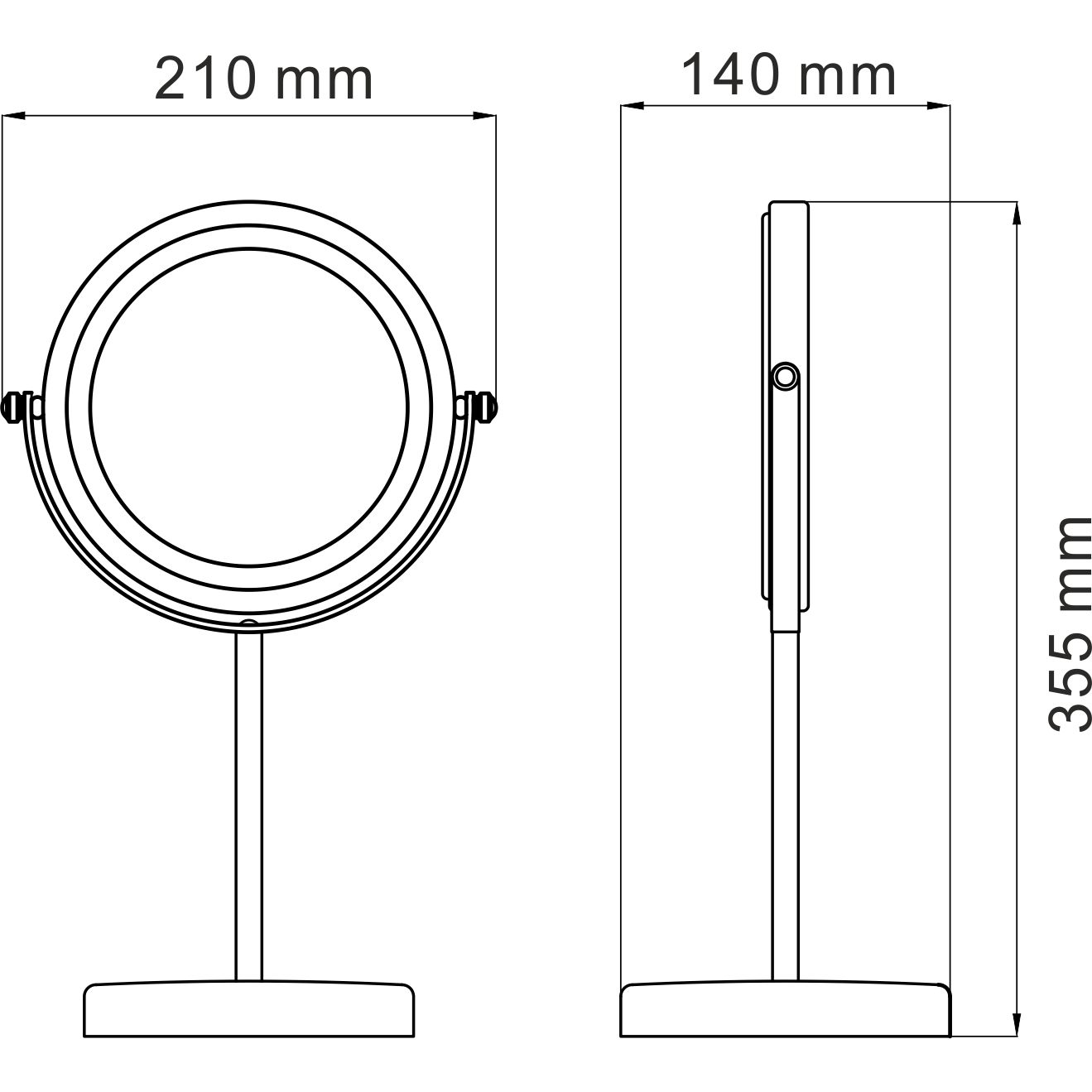 Зеркало двухстороннее, стандартное и c 3-х кратным увеличением WasserKRAFT, K-1003