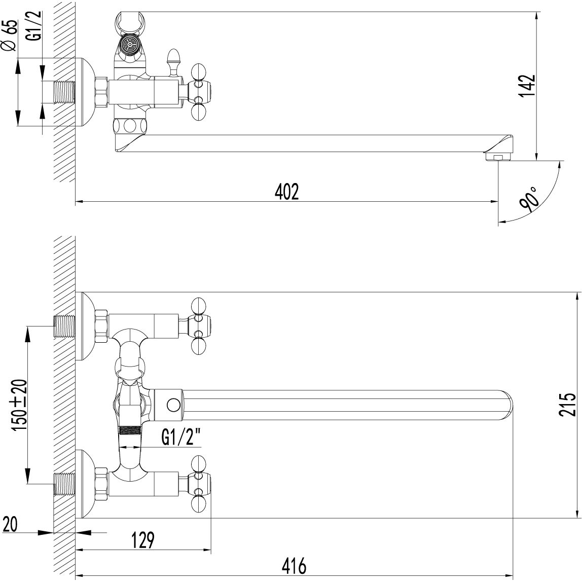 Смеситель универсальный с плоским поворотным изливом 300 мм Lemark Vista, LM7651C