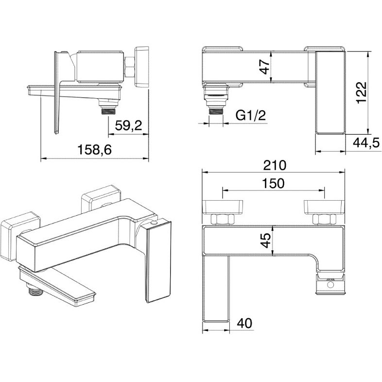 Смеситель для ванны Vivi Felice 3040B