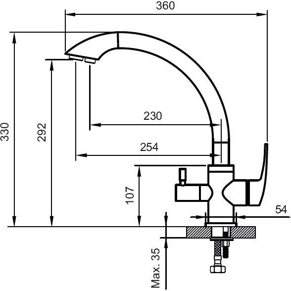 Смеситель для кухни со встроенным изливом для фильтрованной воды Ahti Kemi, KM803015