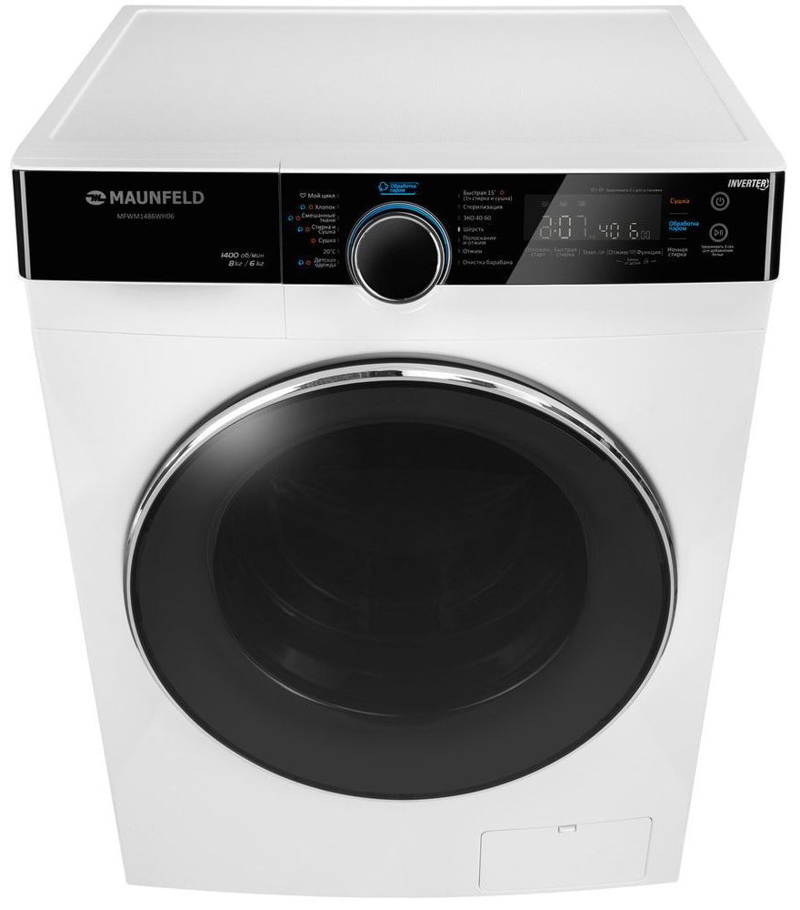 Стиральная машина с сушкой инвертором и паром Maunfeld MFWM1486WH06