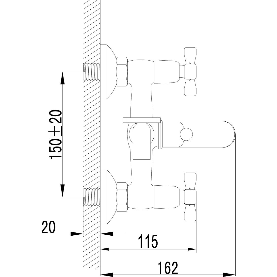 Смеситель для ванны с коротким изливомхром Lemark Benefit, LM2502C