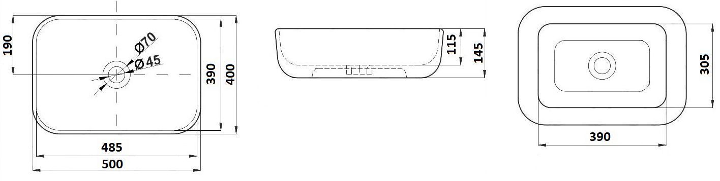Раковина для ванной Ceramalux 50.5x40.5, D1302H024