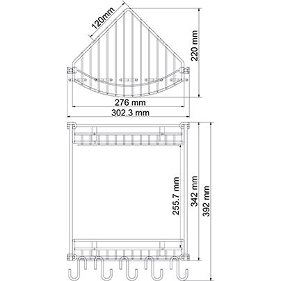 Полка металлическая угловая, двухъярусная WasserKRAFT, K-1222