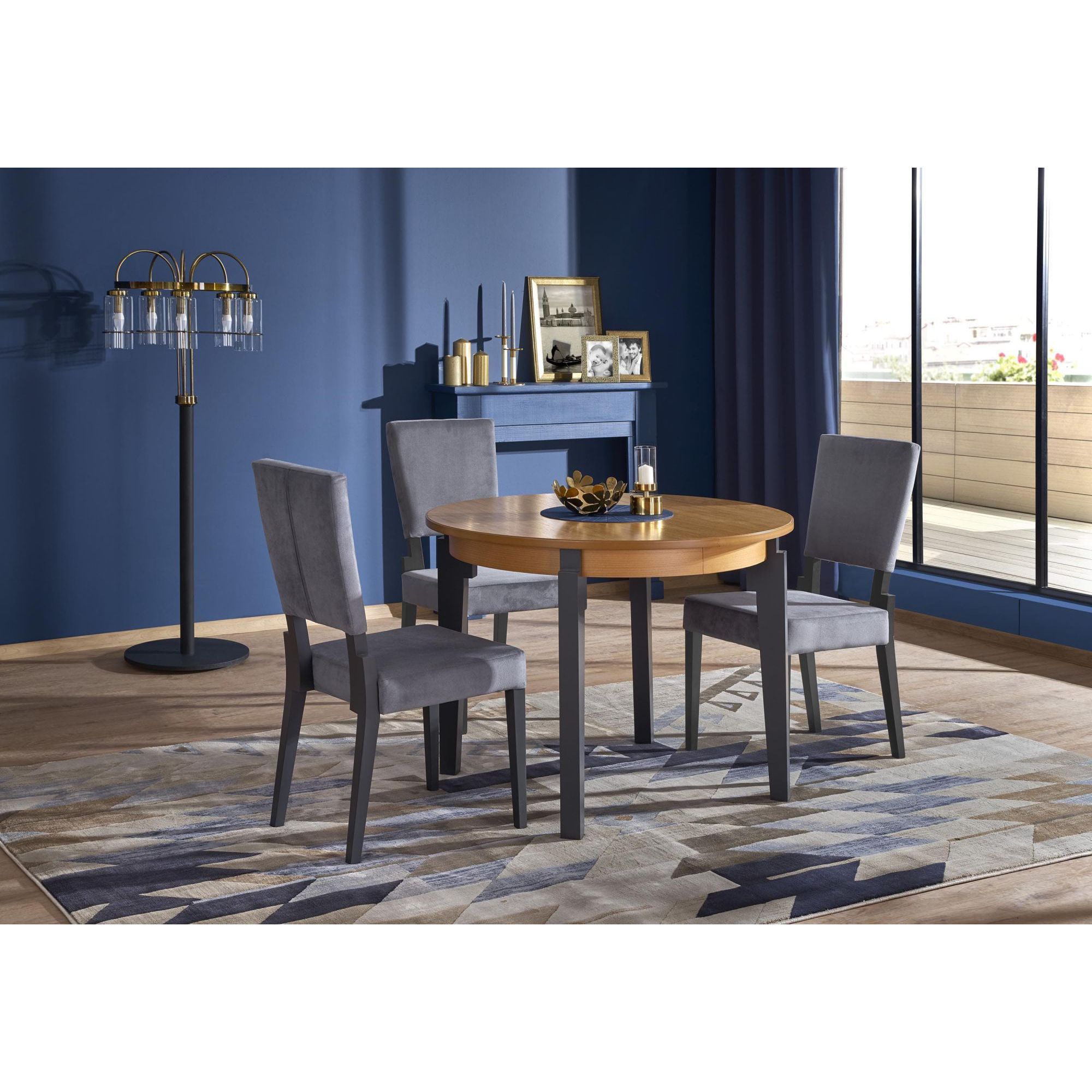 Стол обеденный Halmar Sorbus, раскладной дуб медовый/графит, V-PL-SORBUS-ST-DAB_MIODOWY/GRAFITOWY