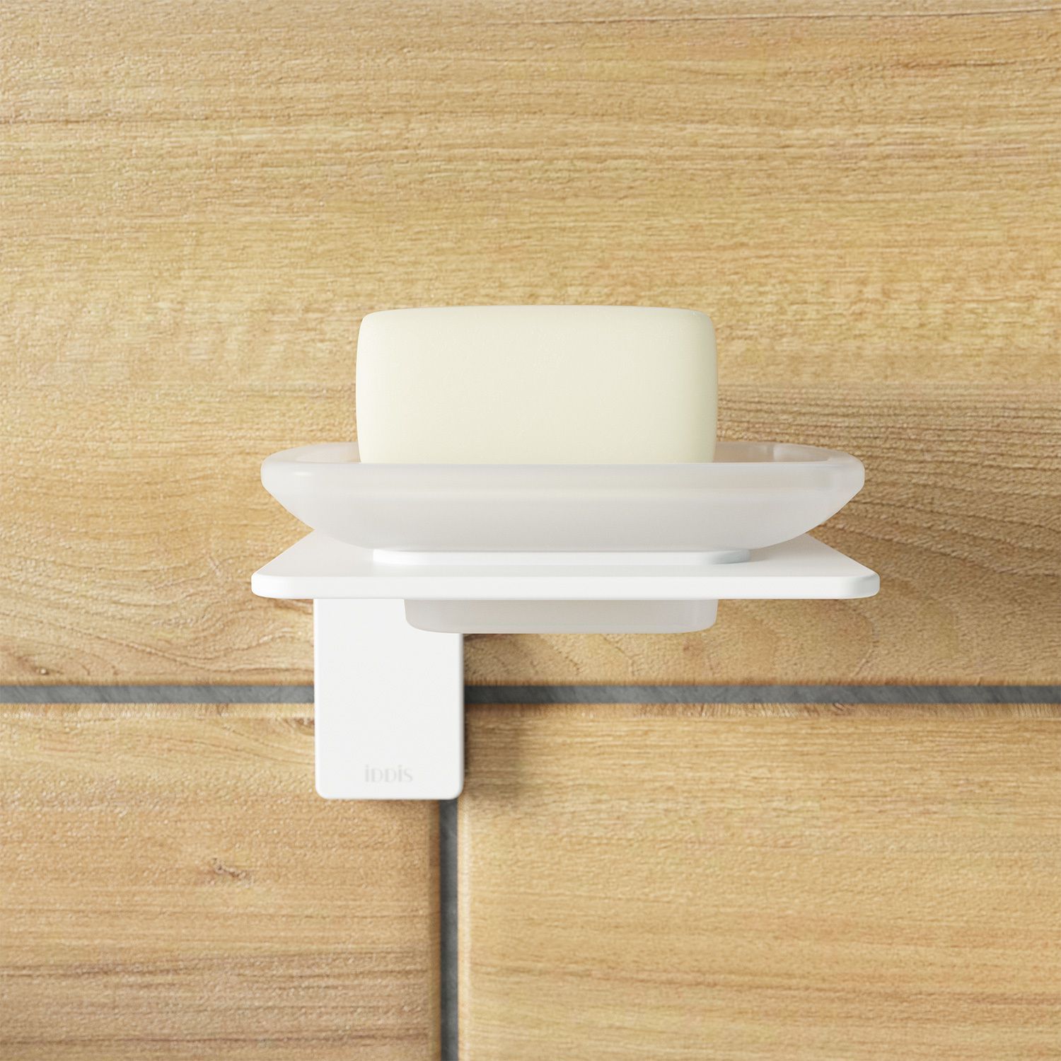 Мыльница, матовое стекло, сплав металлов белый матовый, Iddis Slide, SLIWTG0i42