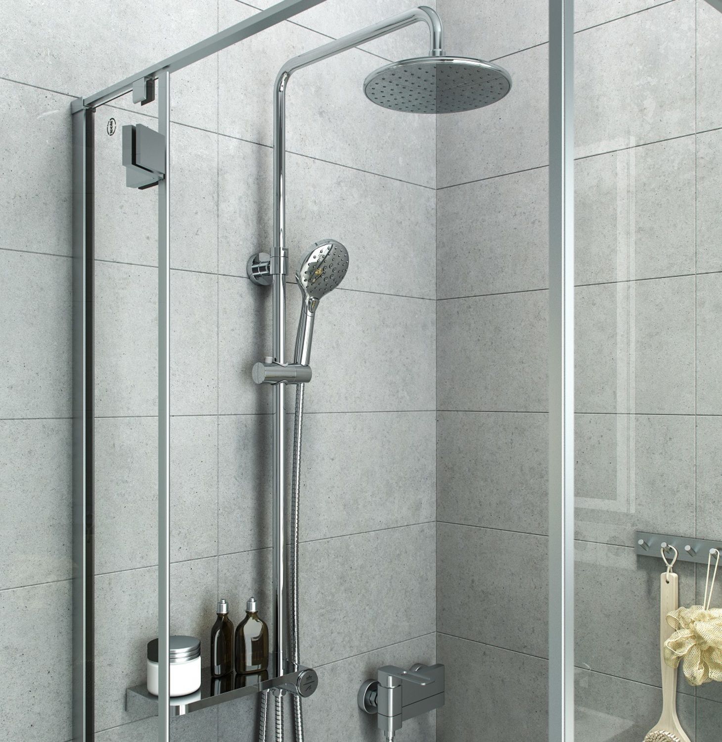 Душевой гарнитур с верхней лейкой, хром, Iddis Ray, RAYSB3Fi76